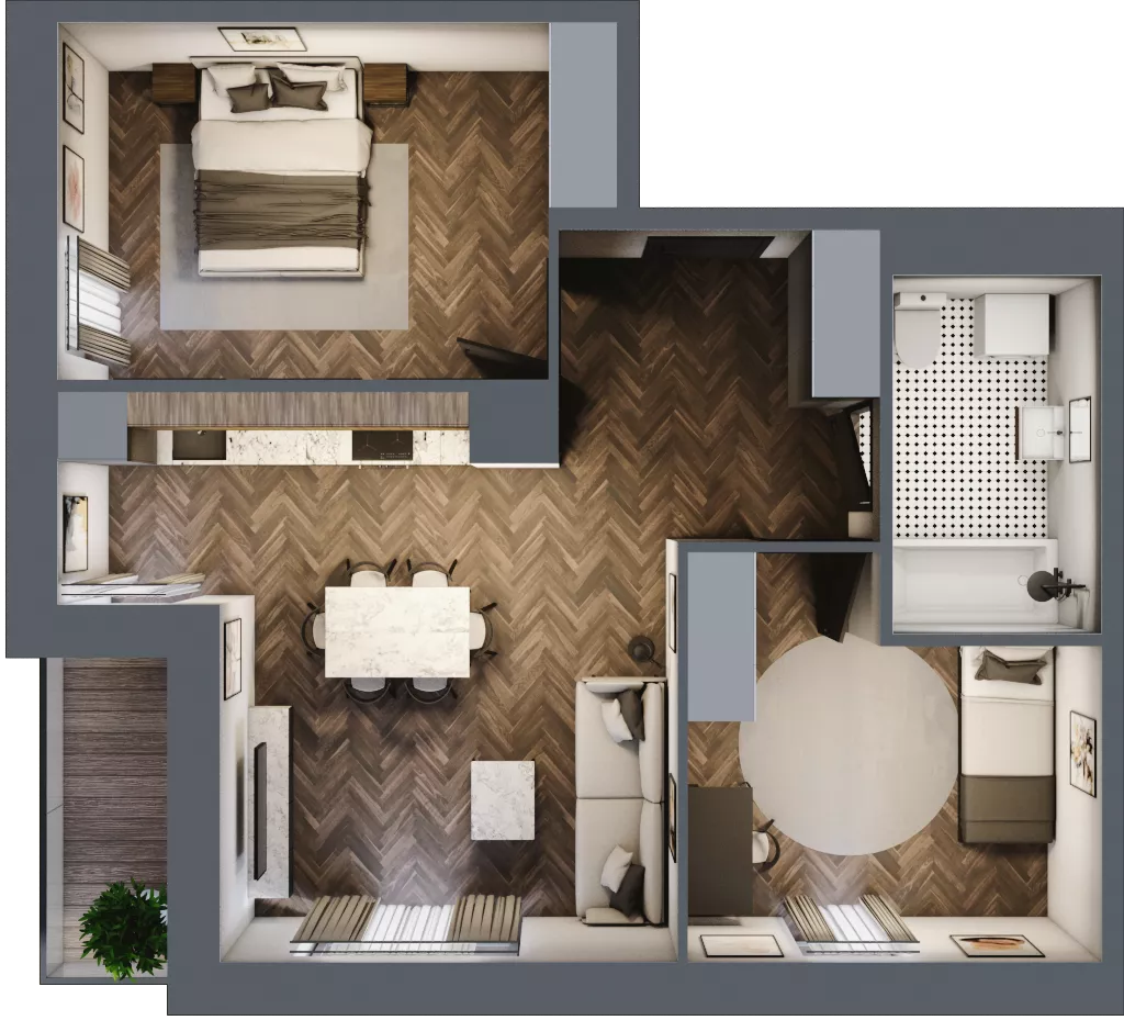 3 pokoje, mieszkanie 59,19 m², piętro 2, oferta nr B2.M17, Sosnovia, Sosnowiec, Dańdówka, ul. Mariana Maliny/Grzybowa