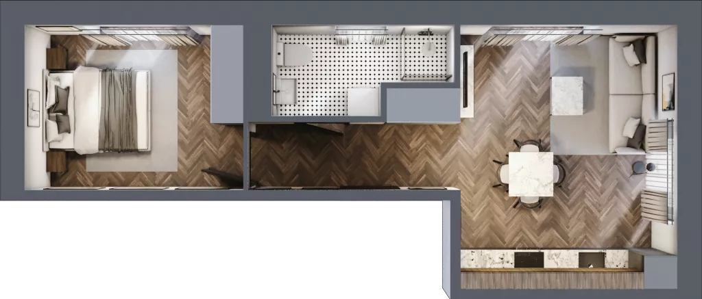 2 pokoje, mieszkanie 41,34 m², piętro 2, oferta nr B3.M18, Sosnovia, Sosnowiec, Dańdówka, ul. Mariana Maliny/Grzybowa