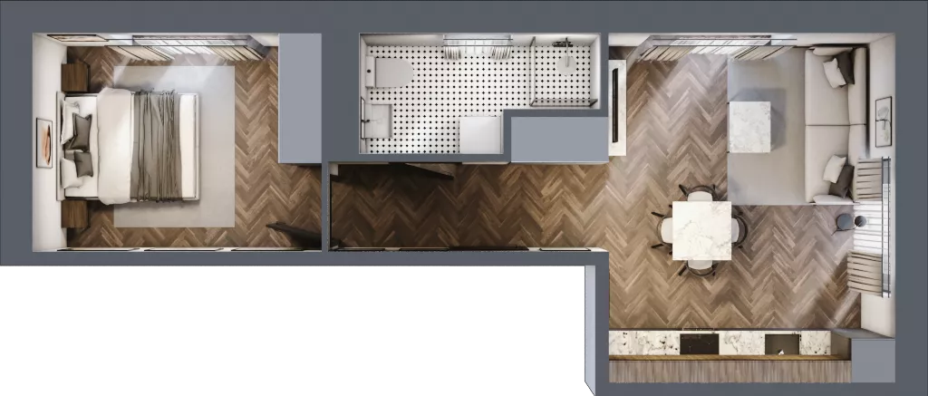 2 pokoje, mieszkanie 41,34 m², piętro 4, oferta nr B3.M32, Sosnovia, Sosnowiec, Dańdówka, ul. Mariana Maliny/Grzybowa