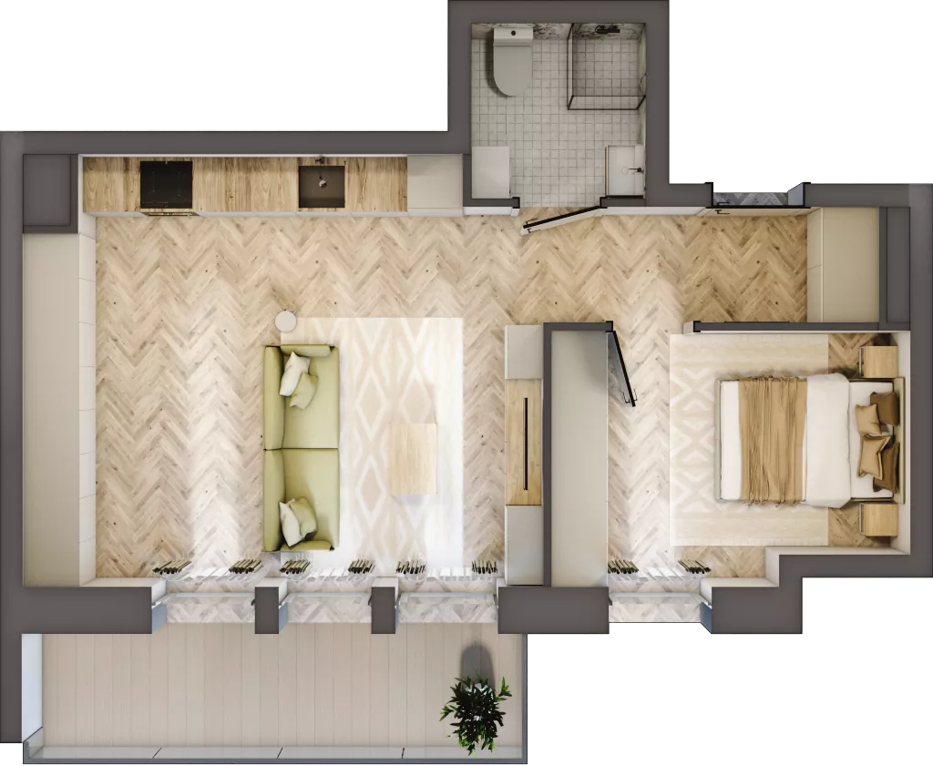 2 pokoje, apartament 42,99 m², piętro 2, oferta nr 16, Marina Residence Puck, Puck, ul. Aleja Lipowa 4