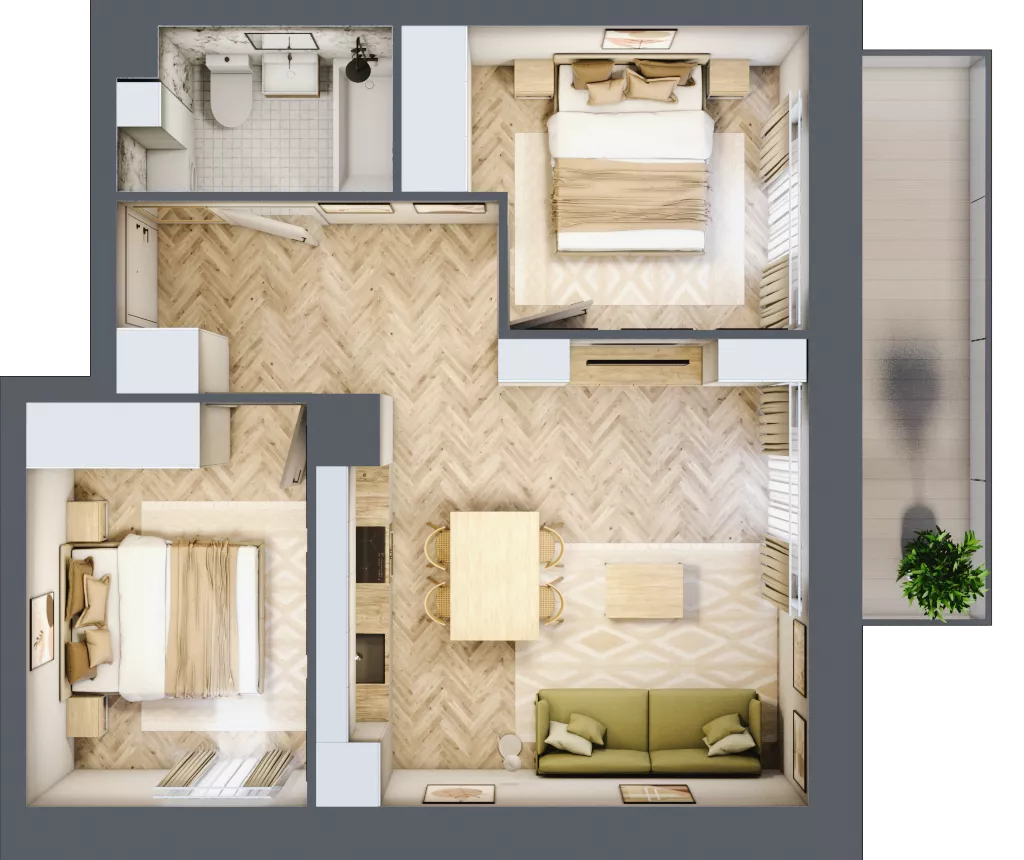 3 pokoje, apartament 48,25 m², piętro 1, oferta nr 12, Marina Residence Puck, Puck, ul. Aleja Lipowa 4