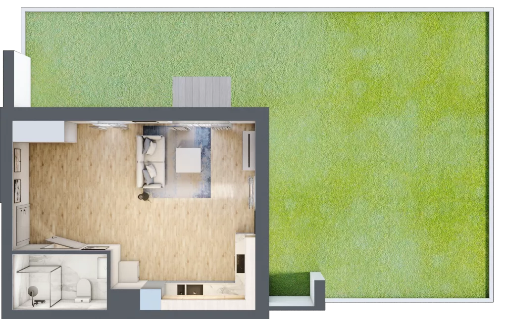 1 pokój, mieszkanie 36,83 m², parter, oferta nr M1, Osiedle Wędrowna bud. B1, Lublin, Sławin, ul. Wędrowna
