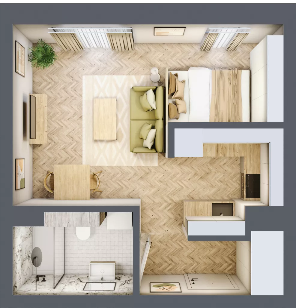 1 pokój, mieszkanie 31,00 m², piętro 5, oferta nr 59, Ogrody Sukiennicze, Łódź, Śródmieście, ul. Rewolucji 1905r. 59B