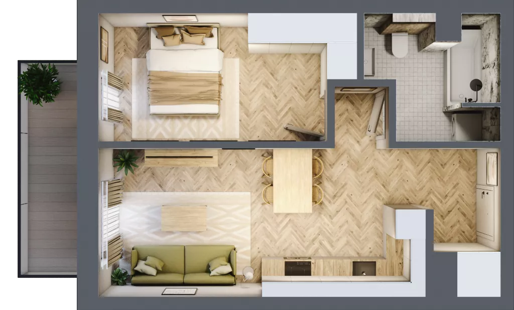 2 pokoje, mieszkanie 43,70 m², piętro 3, oferta nr 38, Ogrody Sukiennicze, Łódź, Śródmieście, ul. Rewolucji 1905r. 59B