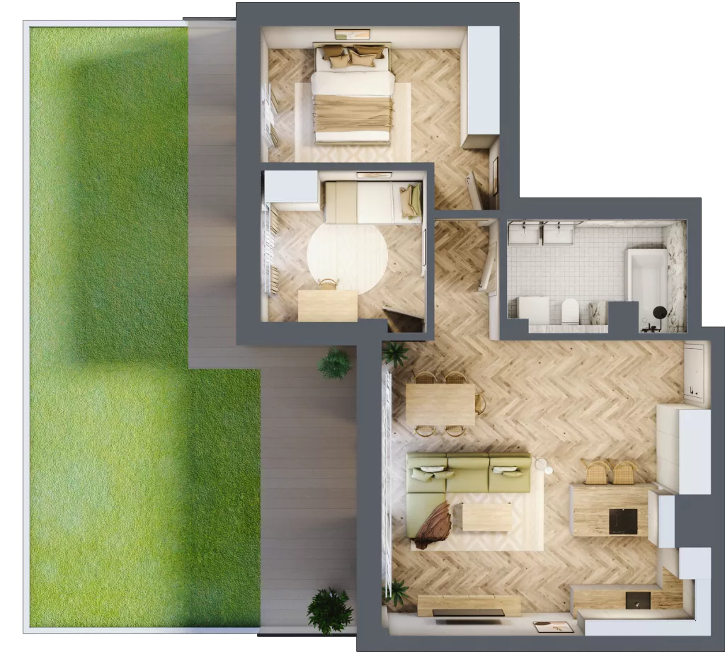 3 pokoje, mieszkanie 67,10 m², parter, oferta nr 1, Ogrody Sukiennicze, Łódź, Śródmieście, ul. Rewolucji 1905r. 59B