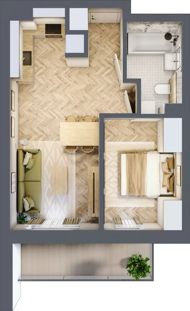 2 pokoje, mieszkanie 38,30 m², piętro 3, oferta nr 28, Ogrody Sukiennicze, Łódź, Śródmieście, ul. Rewolucji 1905r. 59B