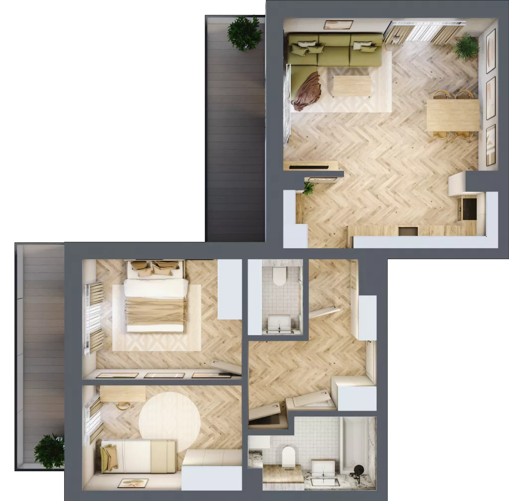 3 pokoje, mieszkanie 68,80 m², piętro 4, oferta nr 48, Ogrody Sukiennicze, Łódź, Śródmieście, ul. Rewolucji 1905r. 59B