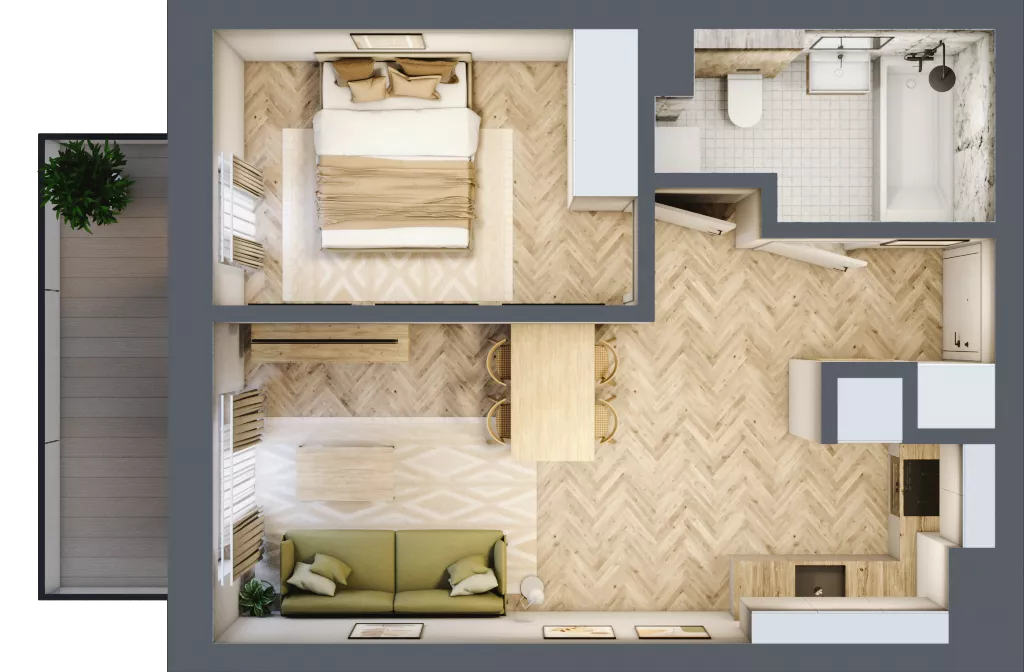 2 pokoje, mieszkanie 39,30 m², piętro 3, oferta nr 36, Ogrody Sukiennicze, Łódź, Śródmieście, ul. Rewolucji 1905r. 59B