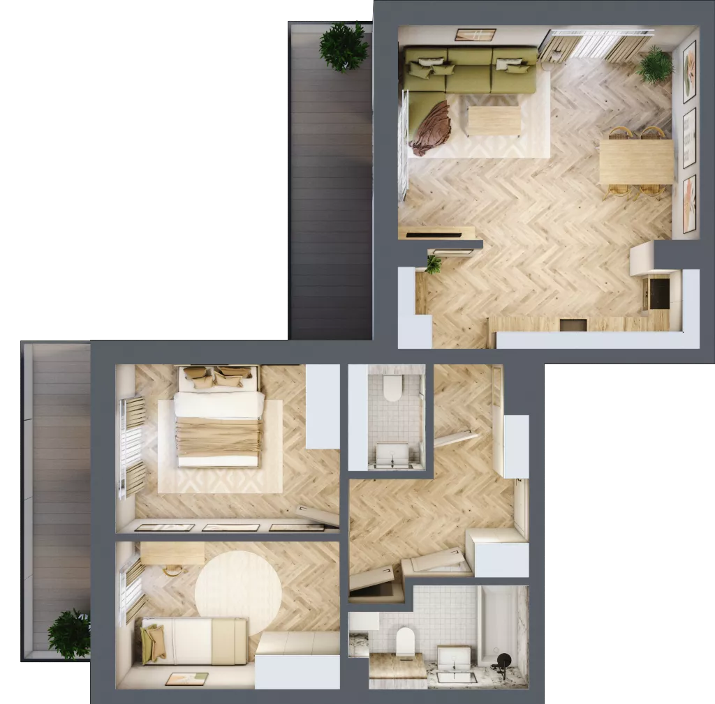 3 pokoje, mieszkanie 68,80 m², piętro 5, oferta nr 61, Ogrody Sukiennicze, Łódź, Śródmieście, ul. Rewolucji 1905r. 59B