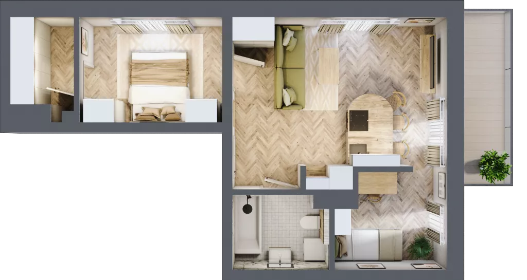 2 pokoje, mieszkanie 48,30 m², piętro 3, oferta nr 31, Ogrody Sukiennicze, Łódź, Śródmieście, ul. Rewolucji 1905r. 59B
