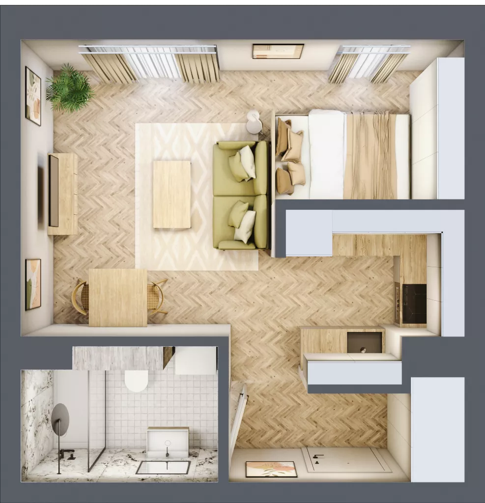 1 pokój, mieszkanie 31,00 m², piętro 3, oferta nr 33, Ogrody Sukiennicze, Łódź, Śródmieście, ul. Rewolucji 1905r. 59B