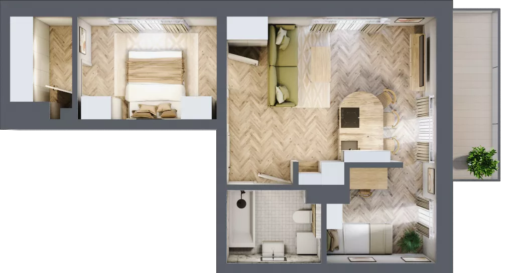2 pokoje, mieszkanie 48,30 m², piętro 2, oferta nr 18, Ogrody Sukiennicze, Łódź, Śródmieście, ul. Rewolucji 1905r. 59B