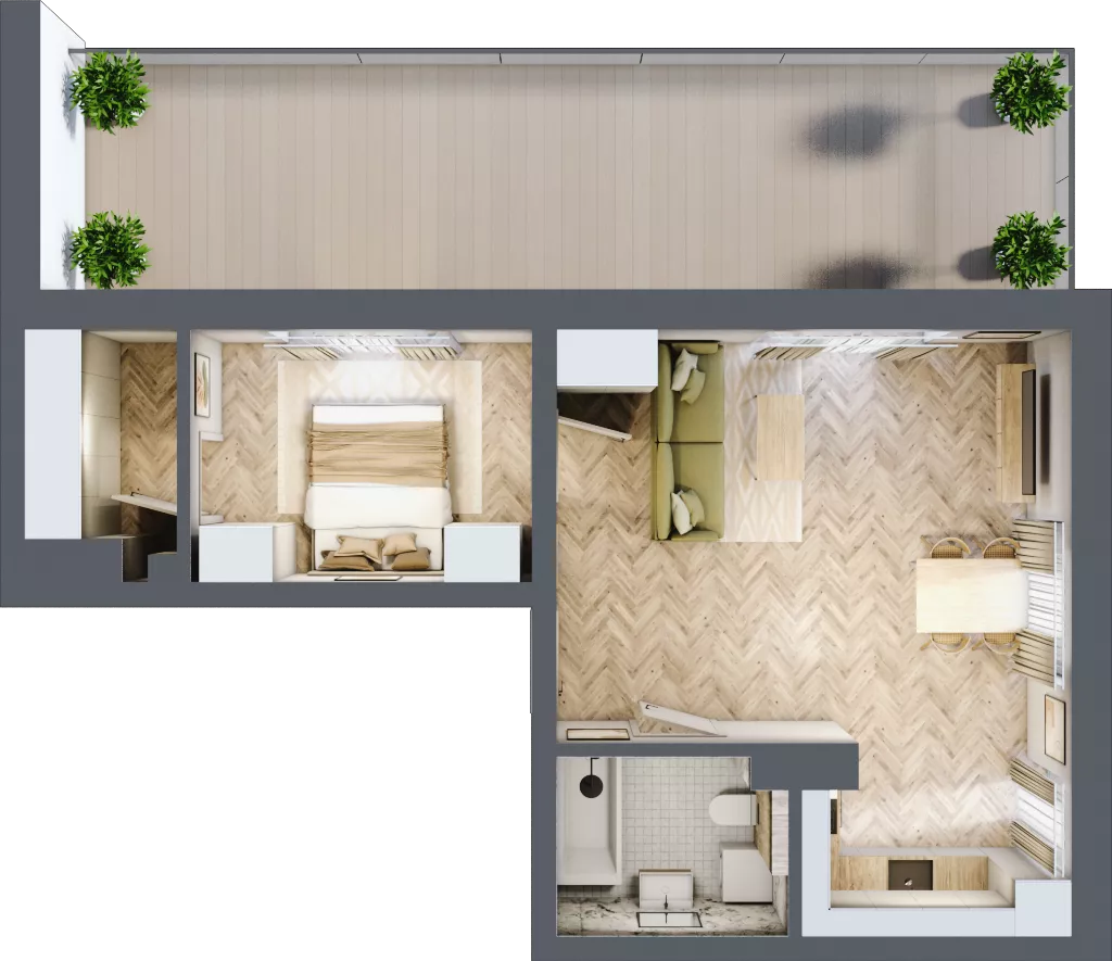 2 pokoje, mieszkanie 48,70 m², piętro 1, oferta nr 5, Ogrody Sukiennicze, Łódź, Śródmieście, ul. Rewolucji 1905r. 59B