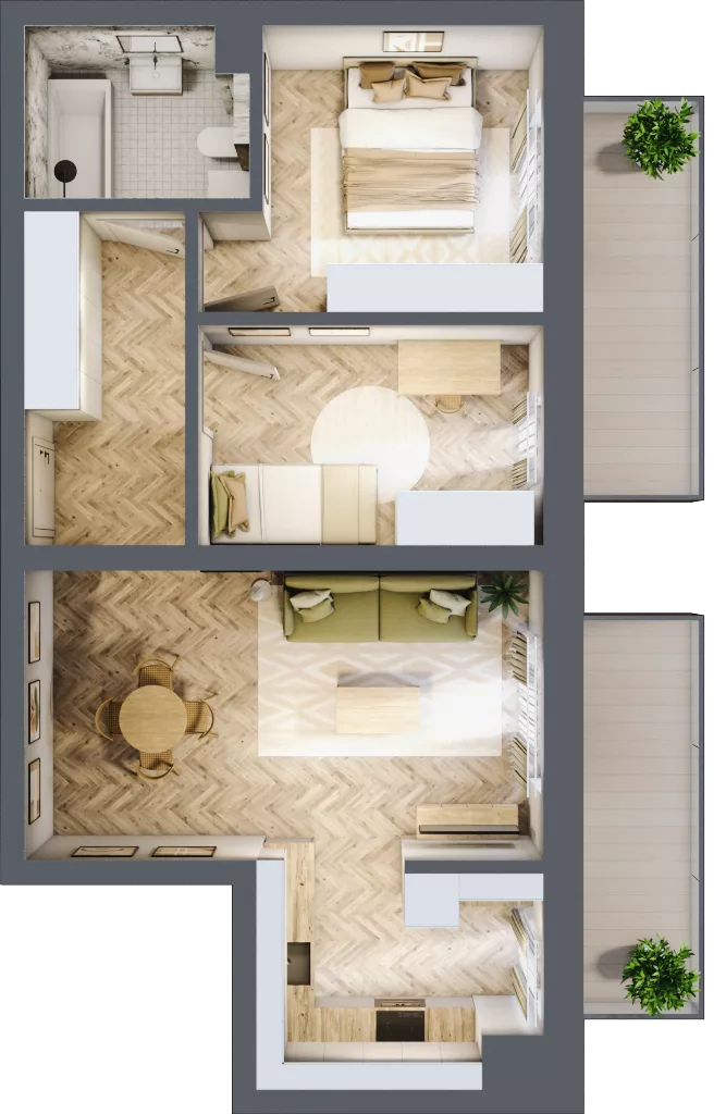 3 pokoje, mieszkanie 56,60 m², piętro 3, oferta nr 40, Ogrody Sukiennicze, Łódź, Śródmieście, ul. Rewolucji 1905r. 59B
