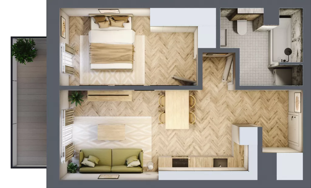 2 pokoje, mieszkanie 43,70 m², piętro 4, oferta nr 51, Ogrody Sukiennicze, Łódź, Śródmieście, ul. Rewolucji 1905r. 59B