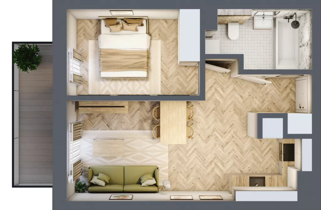 2 pokoje, mieszkanie 39,30 m², piętro 1, oferta nr 10, Ogrody Sukiennicze, Łódź, Śródmieście, ul. Rewolucji 1905r. 59B