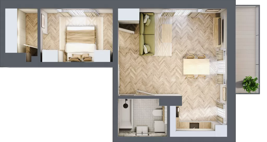 2 pokoje, mieszkanie 48,70 m², piętro 5, oferta nr 57, Ogrody Sukiennicze, Łódź, Śródmieście, ul. Rewolucji 1905r. 59B