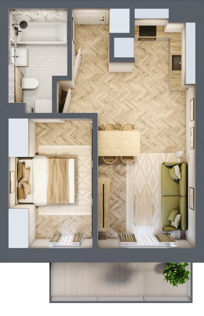 2 pokoje, mieszkanie 39,50 m², piętro 3, oferta nr 29, Ogrody Sukiennicze, Łódź, Śródmieście, ul. Rewolucji 1905r. 59B