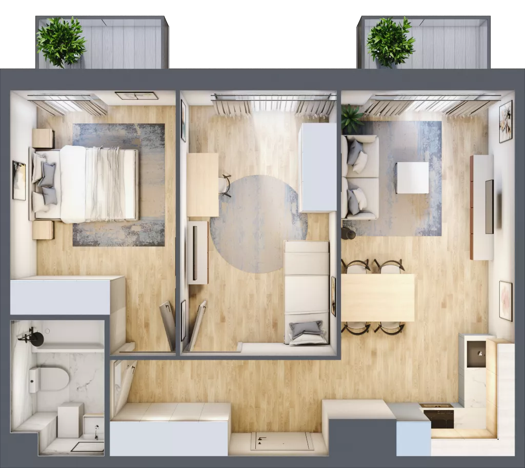 3 pokoje, mieszkanie 54,01 m², piętro 2, oferta nr B.15, Osiedle Maureska, Toruń, Wrzosy, JAR, ul. Konrada Grasera 2 / Strobanda 6