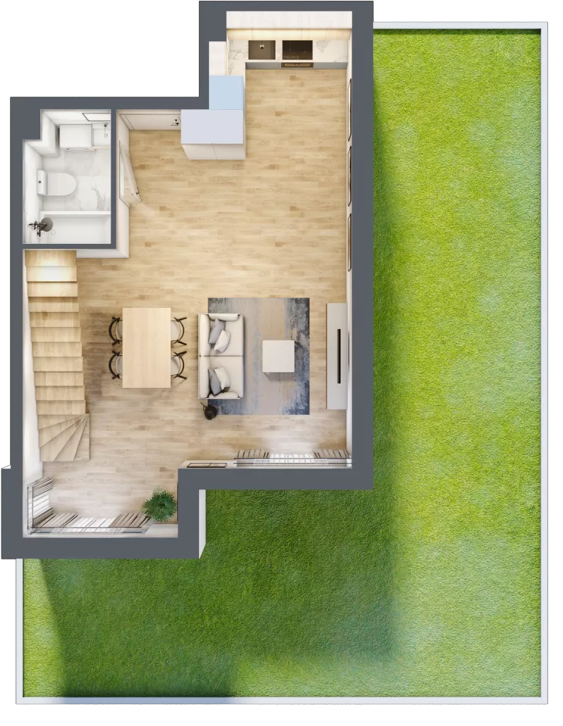 1 pokój, mieszkanie 75,38 m², parter, oferta nr B’.4, Osiedle Maureska, Toruń, Wrzosy, JAR, ul. Konrada Grasera 2 / Strobanda 6