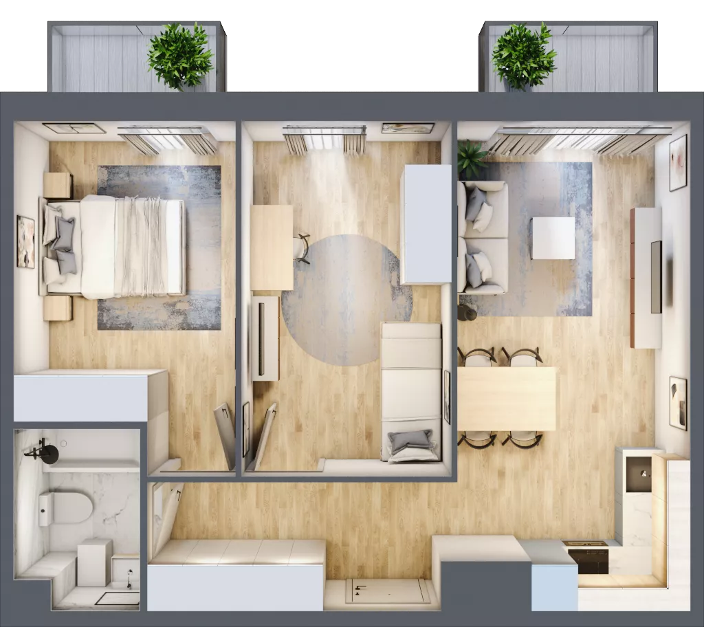 3 pokoje, mieszkanie 53,74 m², piętro 3, oferta nr B’.23, Osiedle Maureska, Toruń, Wrzosy, JAR, ul. Konrada Grasera 2 / Strobanda 6