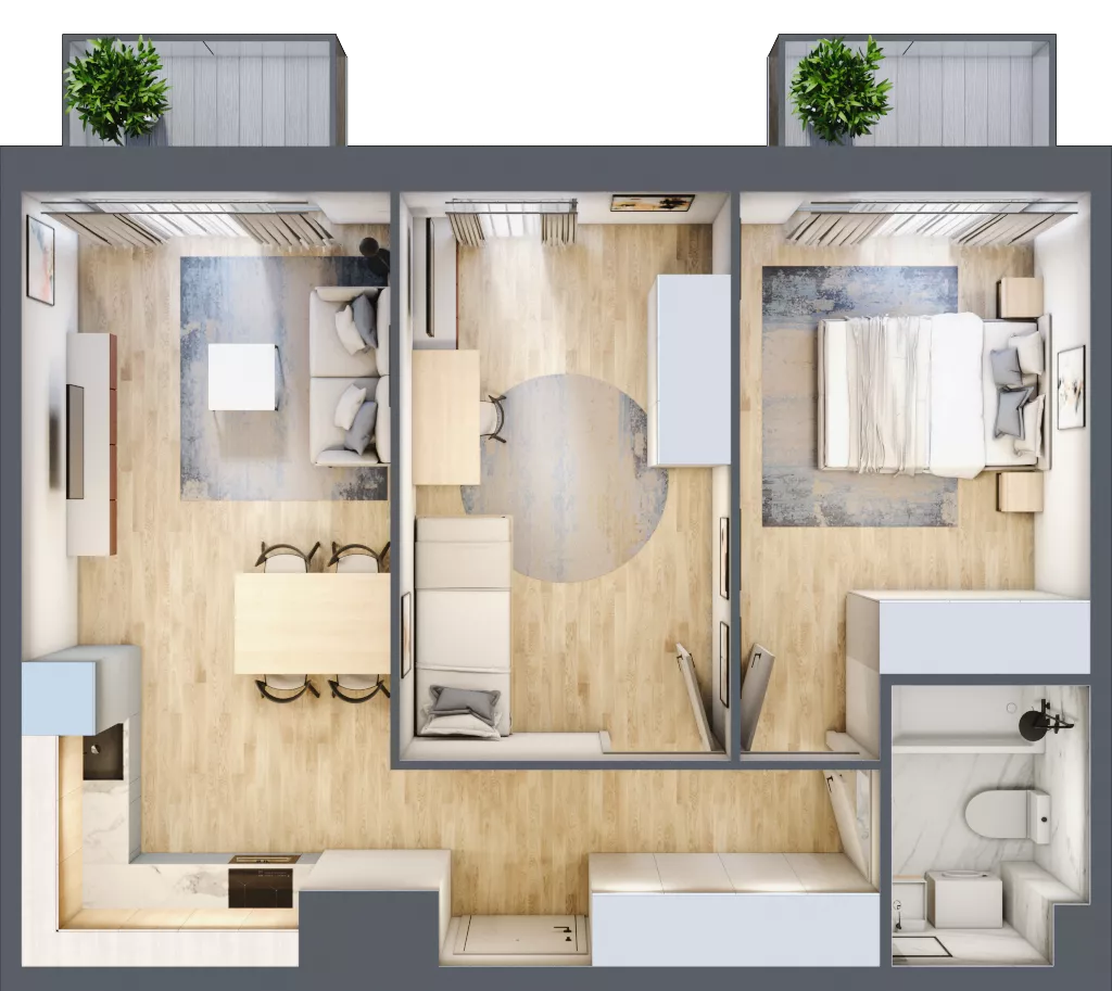 3 pokoje, mieszkanie 53,82 m², piętro 2, oferta nr B’.10, Osiedle Maureska, Toruń, Wrzosy, JAR, ul. Konrada Grasera 2 / Strobanda 6