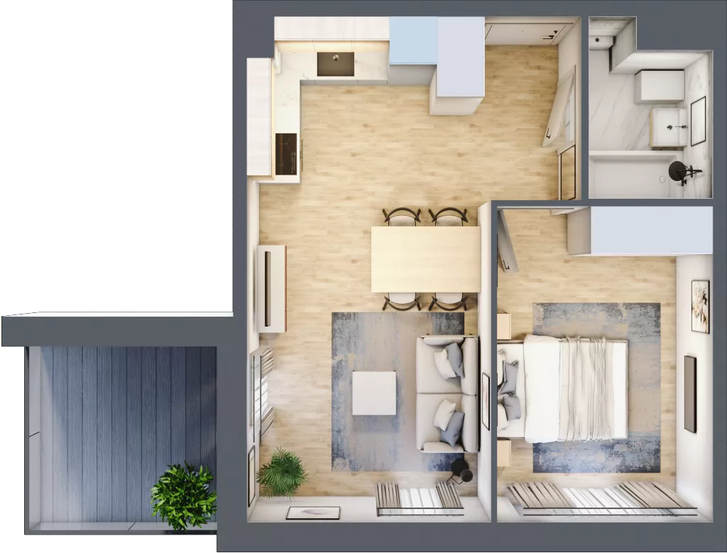 2 pokoje, mieszkanie 36,11 m², piętro 2, oferta nr B’.13, Osiedle Maureska, Toruń, Wrzosy, JAR, ul. Konrada Grasera 2 / Strobanda 6