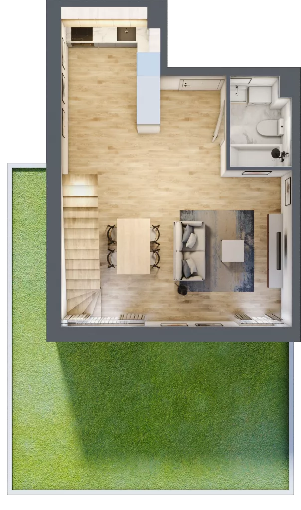 1 pokój, mieszkanie 74,33 m², parter, oferta nr B’.7, Osiedle Maureska, Toruń, Wrzosy, JAR, ul. Konrada Grasera 2 / Strobanda 6