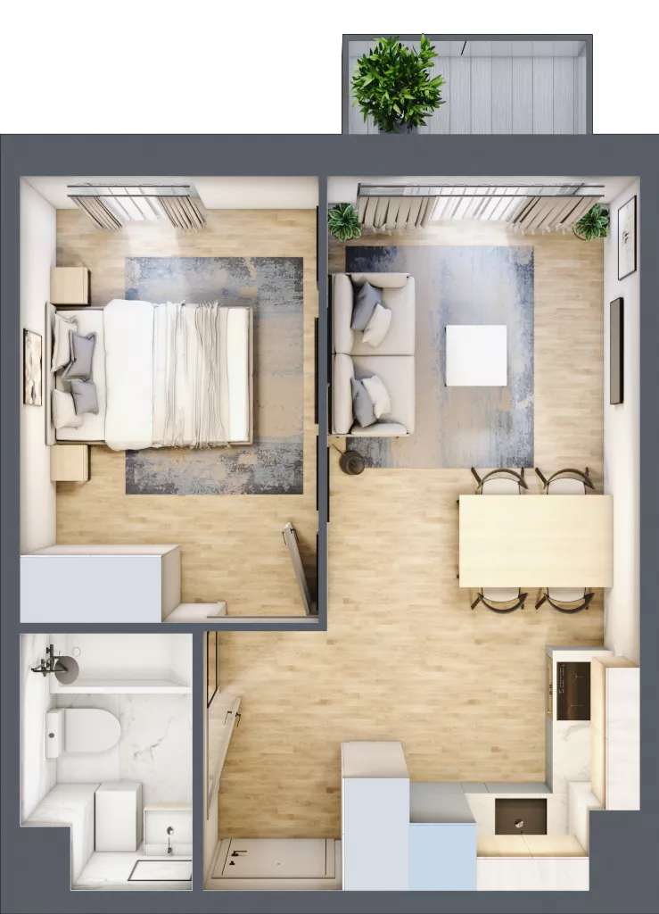 2 pokoje, mieszkanie 33,97 m², piętro 3, oferta nr C.18, Osiedle Maureska, Toruń, Wrzosy, JAR, ul. Konrada Grasera 2 / Strobanda 6
