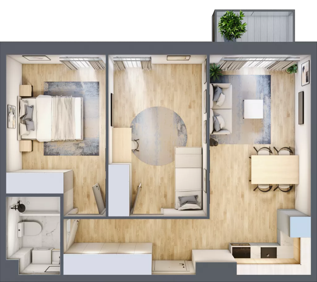 3 pokoje, mieszkanie 54,40 m², piętro 1, oferta nr C.32, Osiedle Maureska, Toruń, Wrzosy, JAR, ul. Konrada Grasera 2 / Strobanda 6