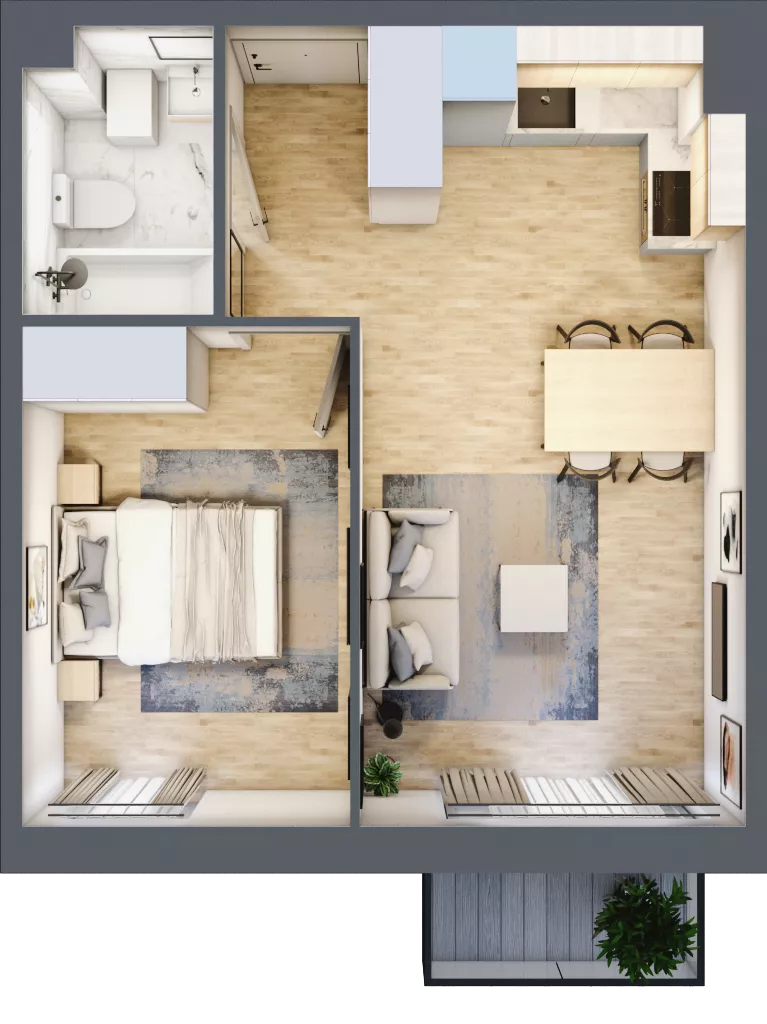 2 pokoje, mieszkanie 35,61 m², piętro 2, oferta nr C.43, Osiedle Maureska, Toruń, Wrzosy, JAR, ul. Konrada Grasera 2 / Strobanda 6