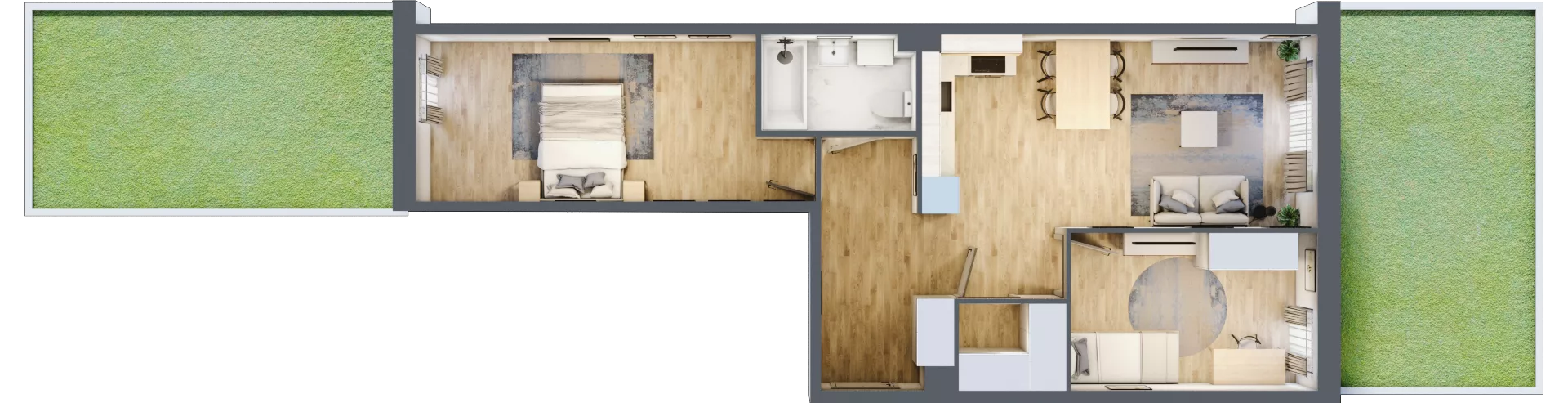 3 pokoje, mieszkanie 62,21 m², parter, oferta nr C.25, Osiedle Maureska, Toruń, Wrzosy, JAR, ul. Konrada Grasera 2 / Strobanda 6