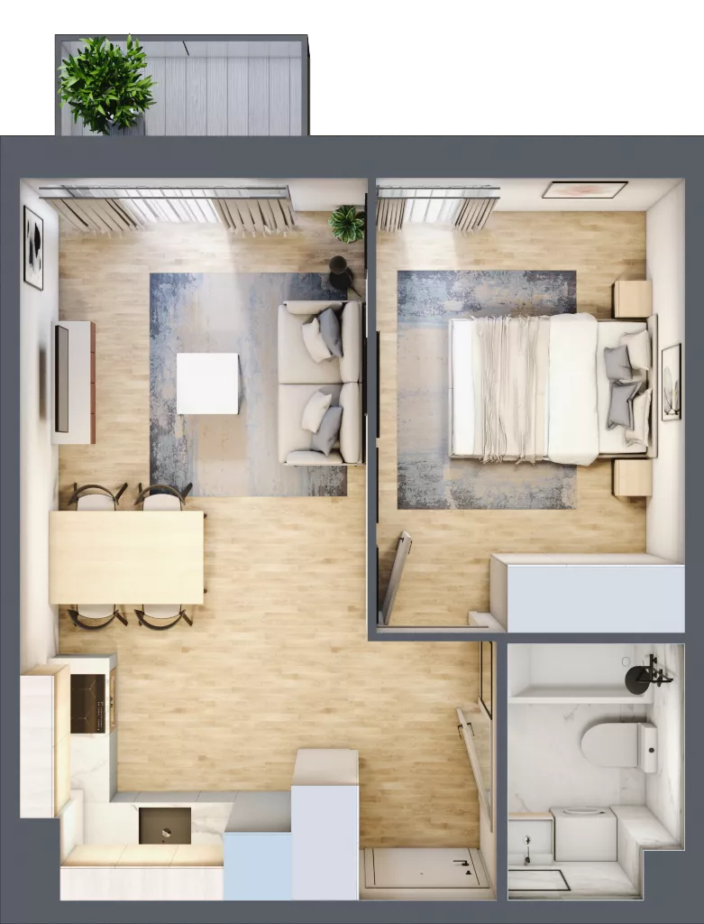 2 pokoje, mieszkanie 36,30 m², piętro 1, oferta nr C.31, Osiedle Maureska, Toruń, Wrzosy, JAR, ul. Konrada Grasera 2 / Strobanda 6