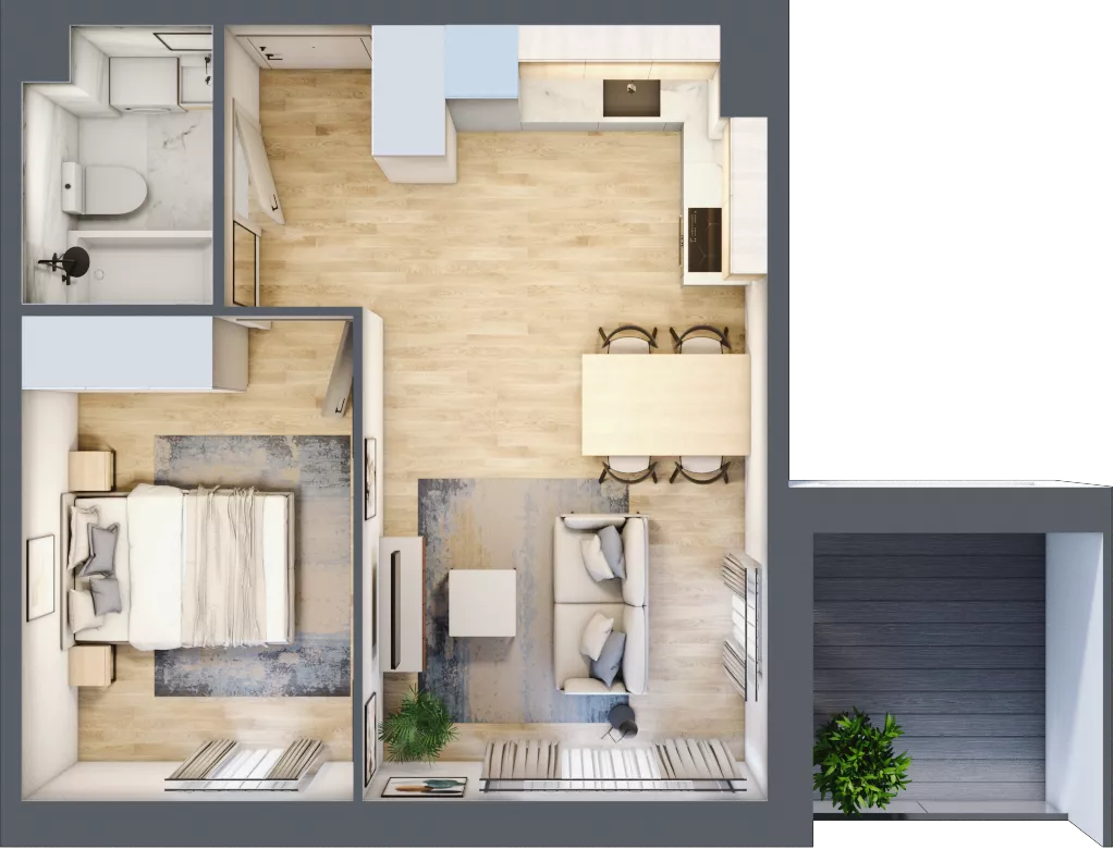 2 pokoje, mieszkanie 37,82 m², piętro 2, oferta nr C.46, Osiedle Maureska, Toruń, Wrzosy, JAR, ul. Konrada Grasera 2 / Strobanda 6