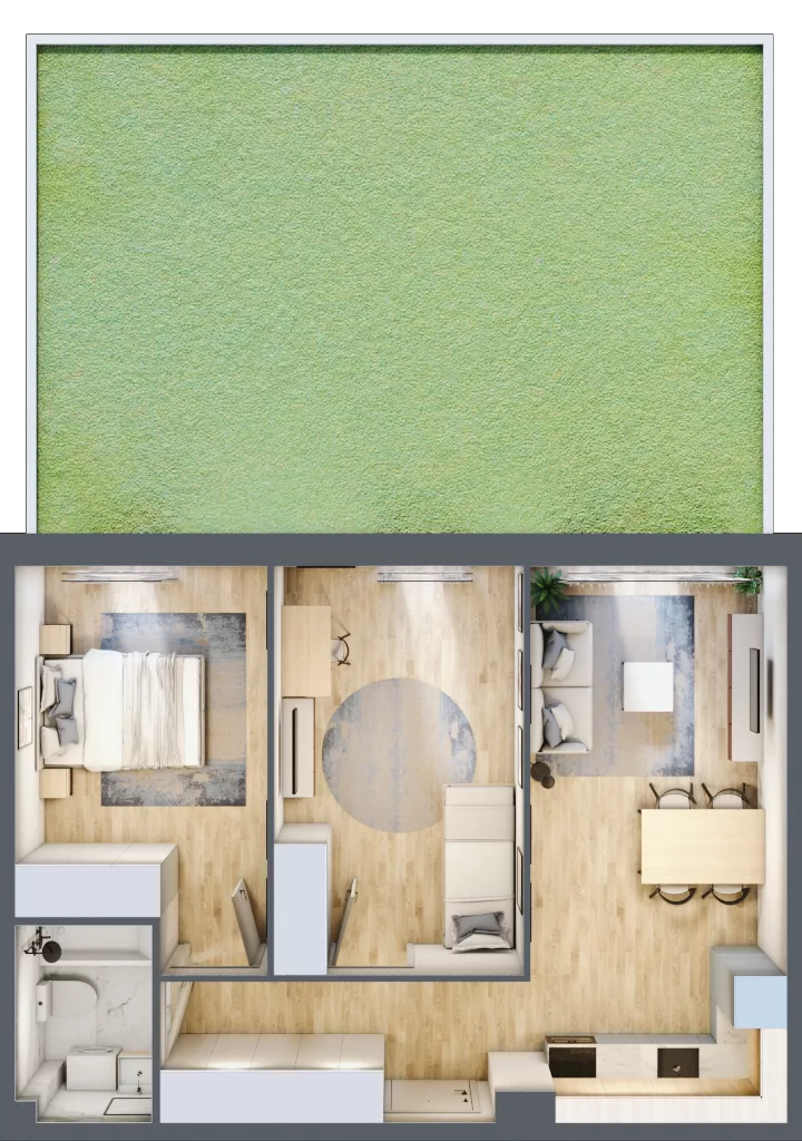 3 pokoje, mieszkanie 54,67 m², parter, oferta nr C.24, Osiedle Maureska, Toruń, Wrzosy, JAR, ul. Konrada Grasera 2 / Strobanda 6