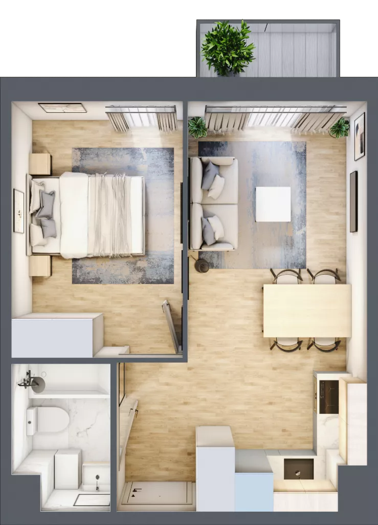 2 pokoje, mieszkanie 33,97 m², piętro 2, oferta nr C.12, Osiedle Maureska, Toruń, Wrzosy, JAR, ul. Konrada Grasera 2 / Strobanda 6