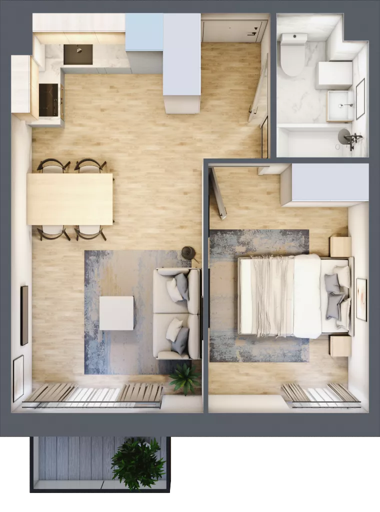 2 pokoje, mieszkanie 35,20 m², piętro 3, oferta nr C.16, Osiedle Maureska, Toruń, Wrzosy, JAR, ul. Konrada Grasera 2 / Strobanda 6