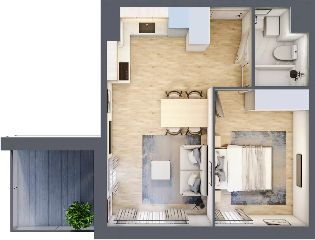 2 pokoje, mieszkanie 35,92 m², piętro 3, oferta nr C.55, Osiedle Maureska, Toruń, Wrzosy, JAR, ul. Konrada Grasera 2 / Strobanda 6