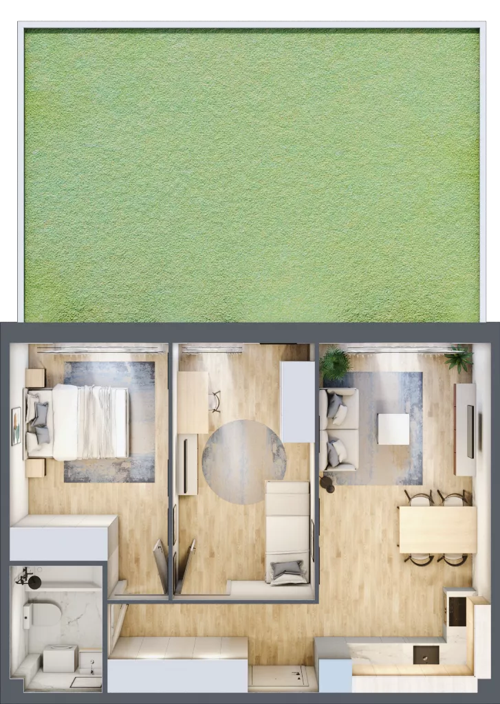 3 pokoje, mieszkanie 54,39 m², parter, oferta nr C.22, Osiedle Maureska, Toruń, Wrzosy, JAR, ul. Konrada Grasera 2 / Strobanda 6