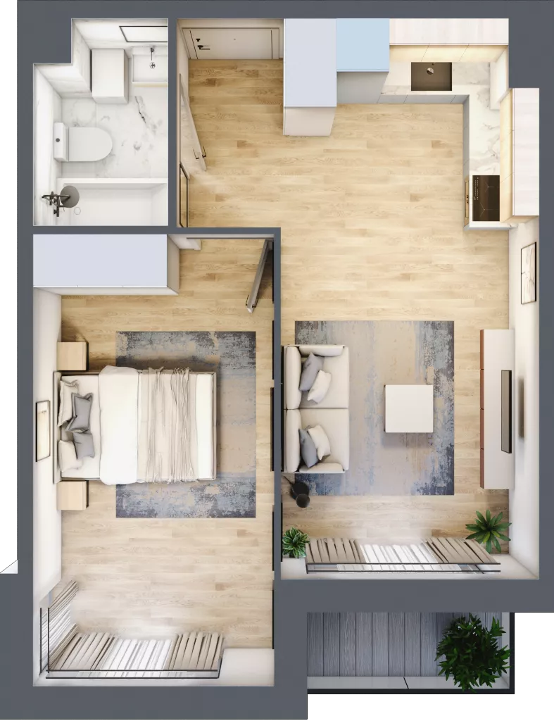 2 pokoje, mieszkanie 38,78 m², piętro 1, oferta nr C.34, Osiedle Maureska, Toruń, Wrzosy, JAR, ul. Konrada Grasera 2 / Strobanda 6