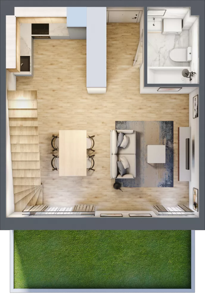 1 pokój, mieszkanie 64,24 m², parter, oferta nr D.23, Osiedle Maureska, Toruń, Wrzosy, JAR, ul. Konrada Grasera 2 / Strobanda 6