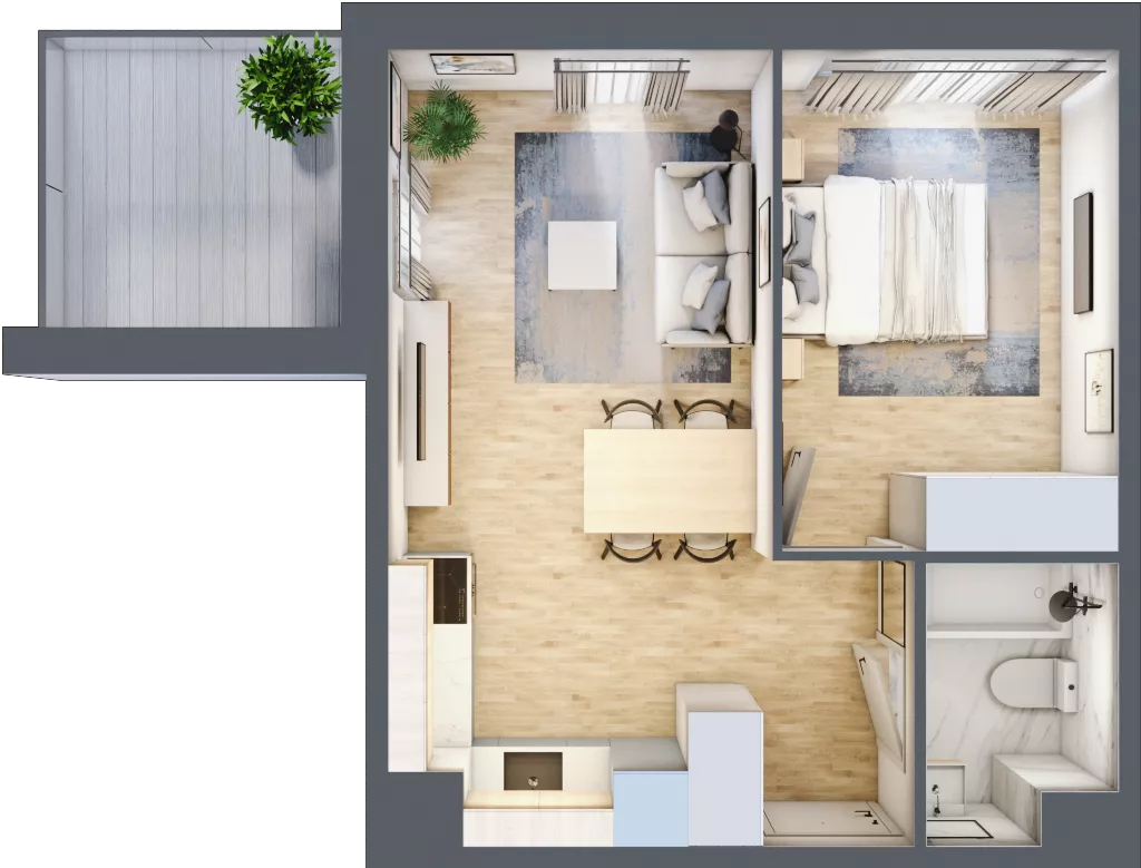 2 pokoje, mieszkanie 35,91 m², piętro 2, oferta nr D.38, Osiedle Maureska, Toruń, Wrzosy, JAR, ul. Konrada Grasera 2 / Strobanda 6