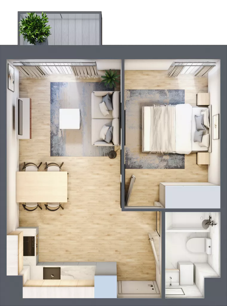 2 pokoje, mieszkanie 34,88 m², piętro 2, oferta nr D.10, Osiedle Maureska, Toruń, Wrzosy, JAR, ul. Konrada Grasera 2 / Strobanda 6