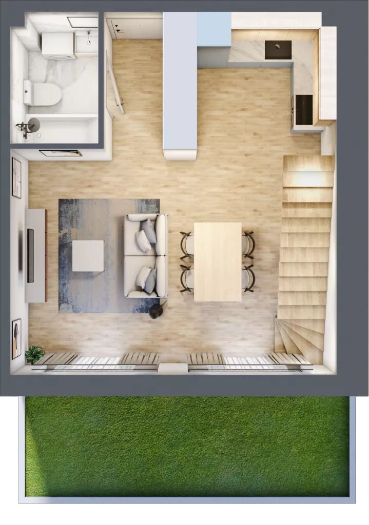 1 pokój, mieszkanie 65,52 m², parter, oferta nr D.25, Osiedle Maureska, Toruń, Wrzosy, JAR, ul. Konrada Grasera 2 / Strobanda 6