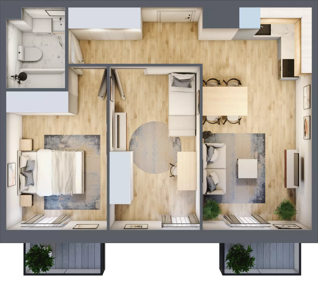 3 pokoje, mieszkanie 53,84 m², piętro 2, oferta nr D.42, Osiedle Maureska, Toruń, Wrzosy, JAR, ul. Konrada Grasera 2 / Strobanda 6