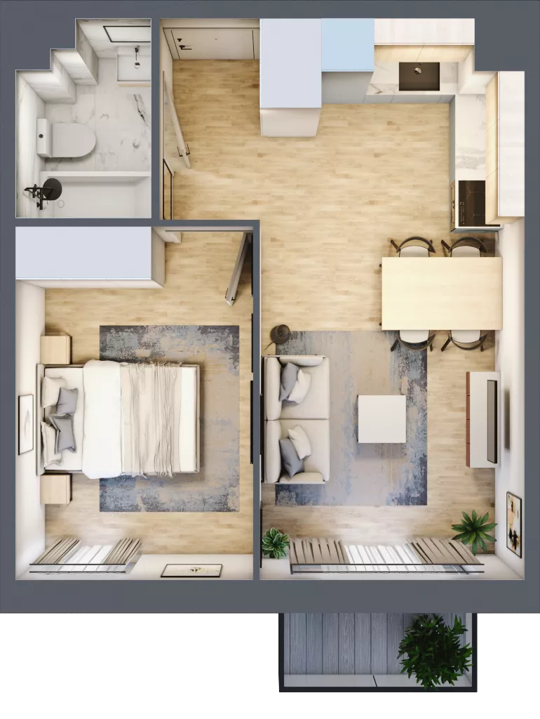 2 pokoje, mieszkanie 35,47 m², piętro 2, oferta nr D.34, Osiedle Maureska, Toruń, Wrzosy, JAR, ul. Konrada Grasera 2 / Strobanda 6