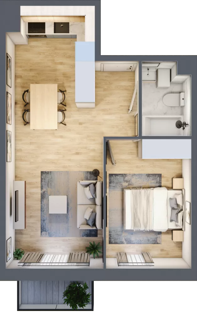 2 pokoje, mieszkanie 39,50 m², piętro 2, oferta nr D.11, Osiedle Maureska, Toruń, Wrzosy, JAR, ul. Konrada Grasera 2 / Strobanda 6
