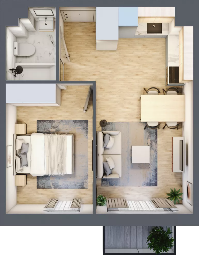 2 pokoje, mieszkanie 35,47 m², piętro 3, oferta nr D.44, Osiedle Maureska, Toruń, Wrzosy, JAR, ul. Konrada Grasera 2 / Strobanda 6