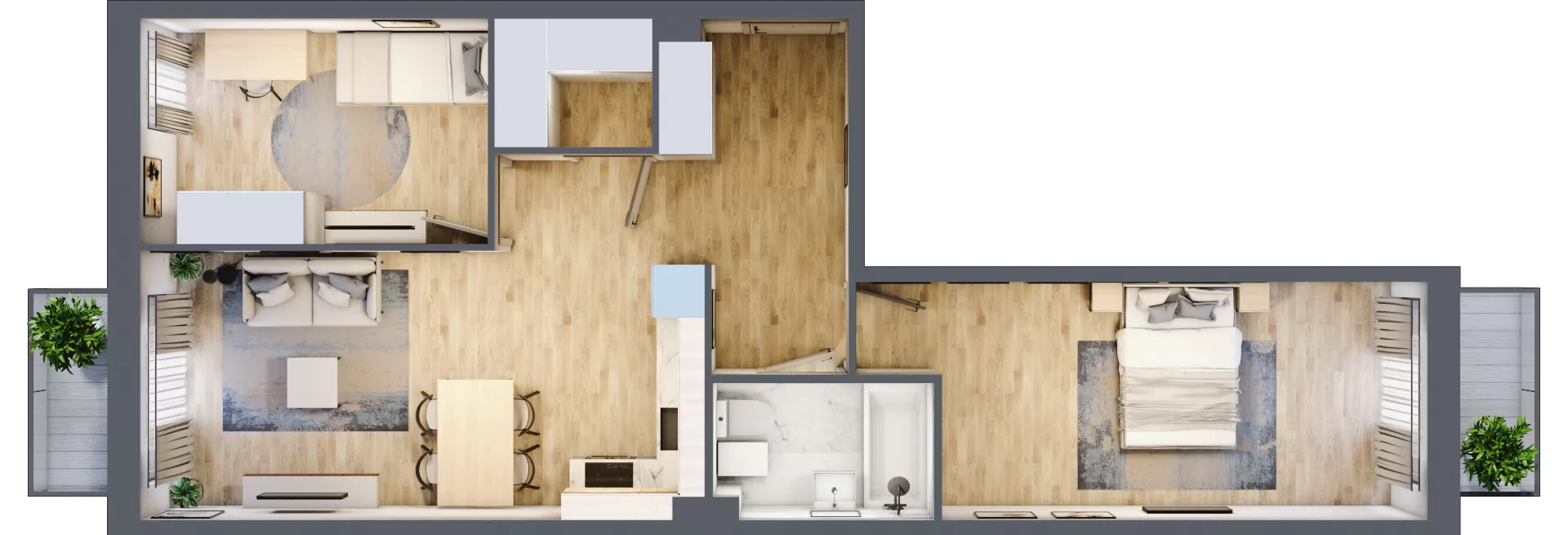 3 pokoje, mieszkanie 61,52 m², piętro 1, oferta nr D.5, Osiedle Maureska, Toruń, Wrzosy, JAR, ul. Konrada Grasera 2 / Strobanda 6