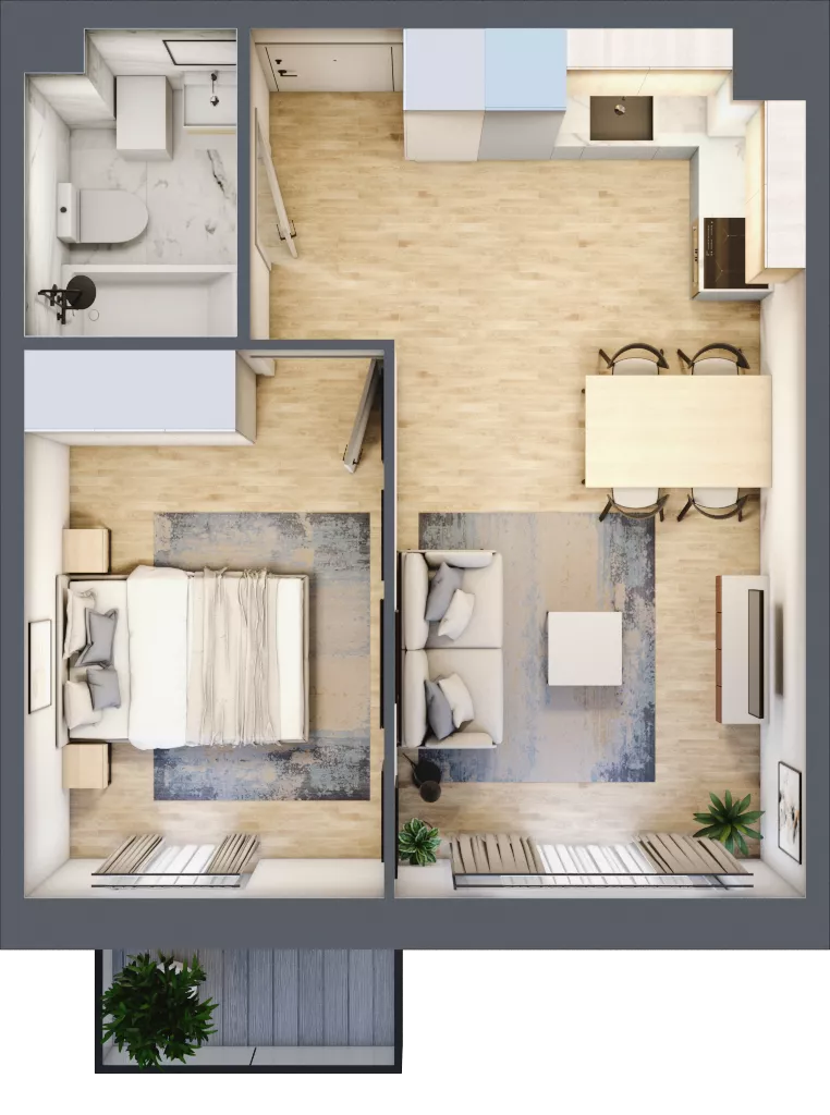 2 pokoje, mieszkanie 35,36 m², piętro 2, oferta nr D.35, Osiedle Maureska, Toruń, Wrzosy, JAR, ul. Konrada Grasera 2 / Strobanda 6